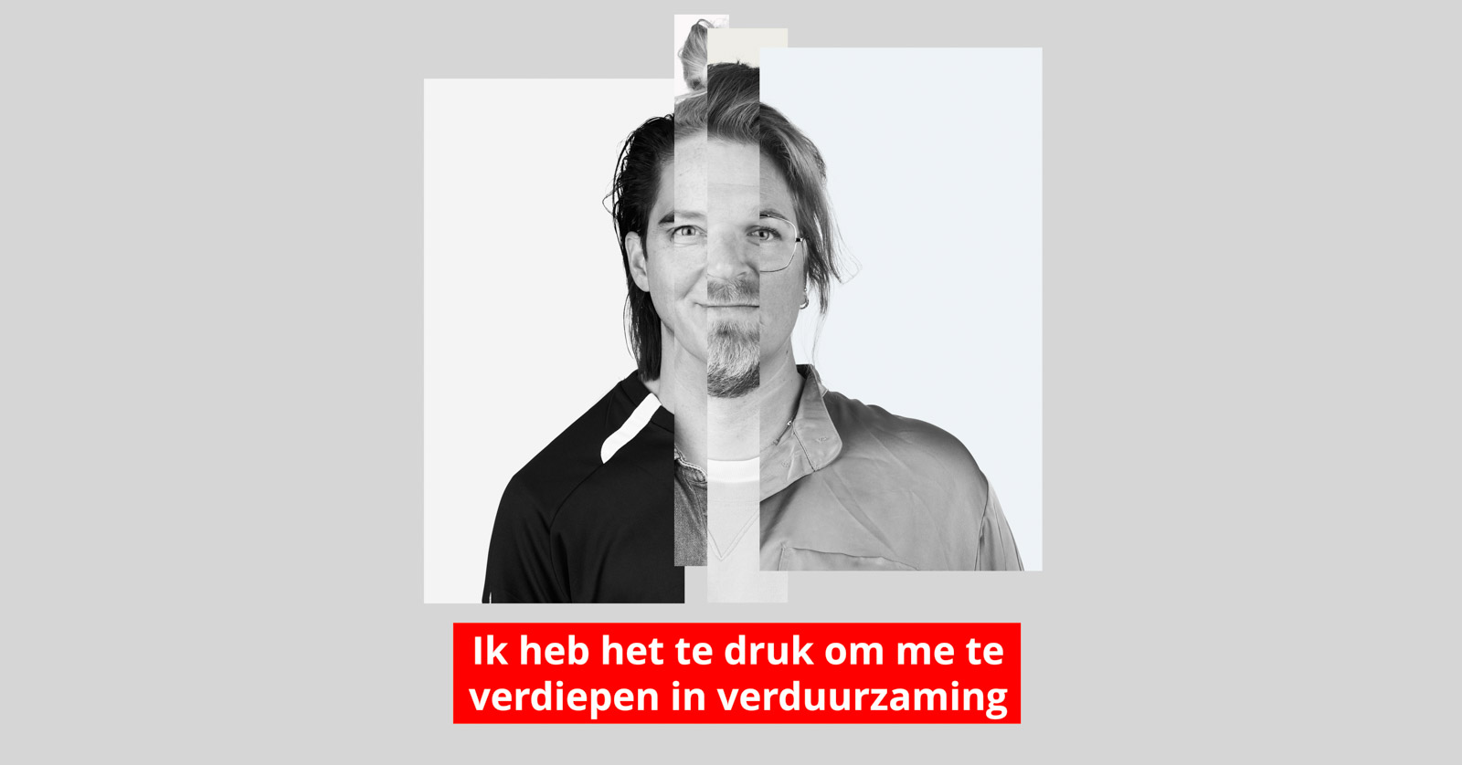 Campagneposter met collage van verschillende personen in zwart wit