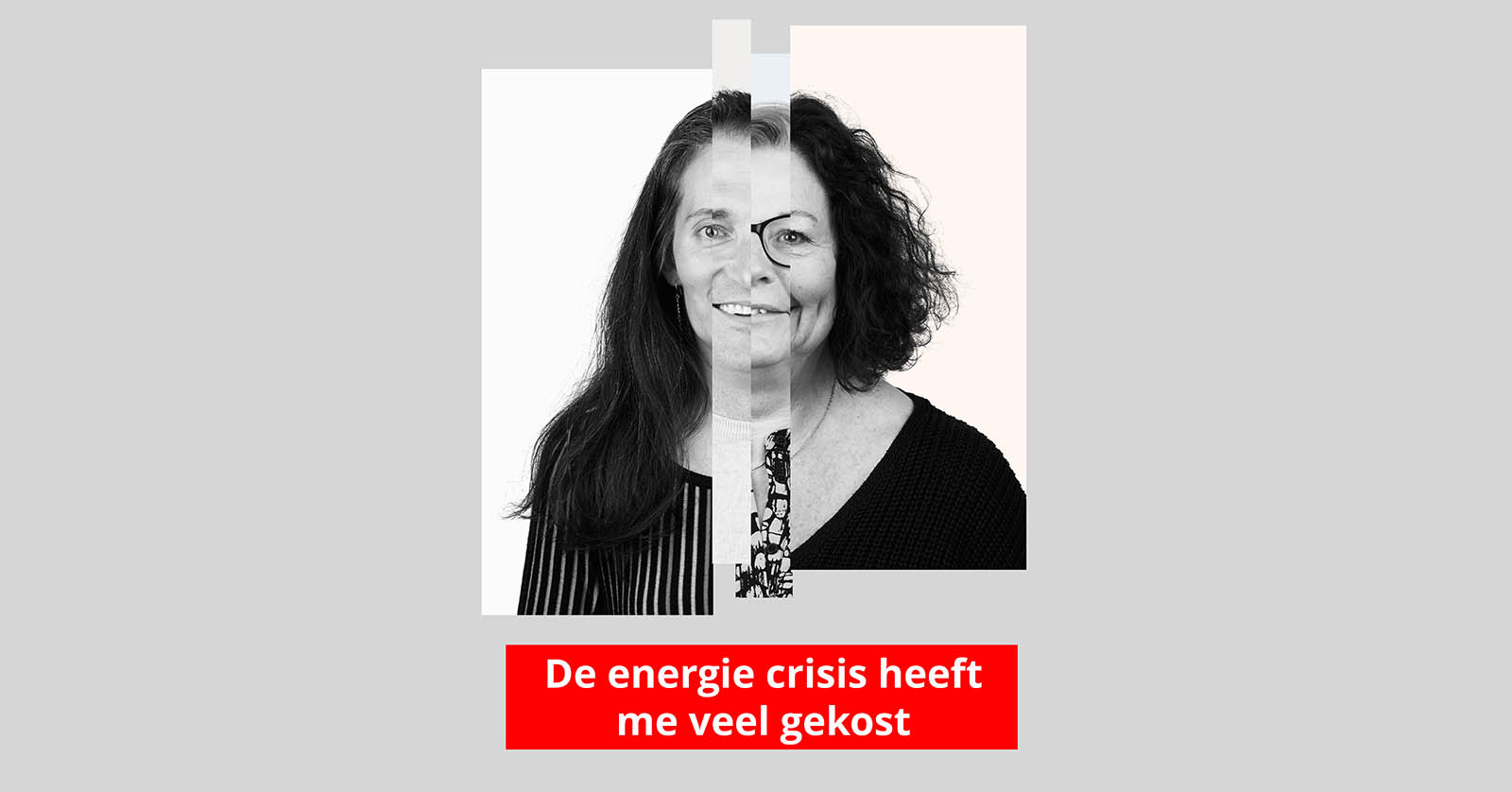 Campagneposter met collage van verschillende personen in zwart wit