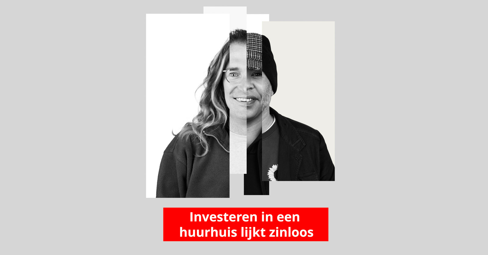 Campagneposter met collage van verschillende personen in zwart wit