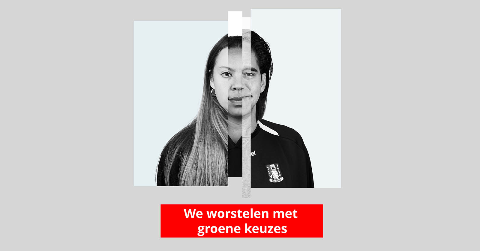 Campagneposter met collage van verschillende personen in zwart wit