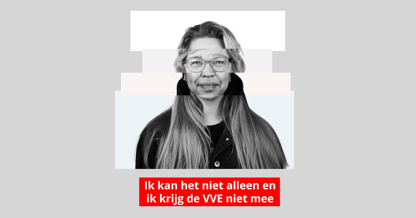 Campagneposter met collage van verschillende personen in zwart wit